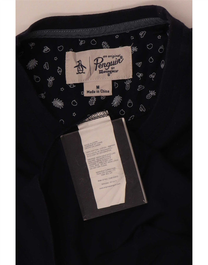 Camiseta masculina Penguin Top médio algodão azul marinho