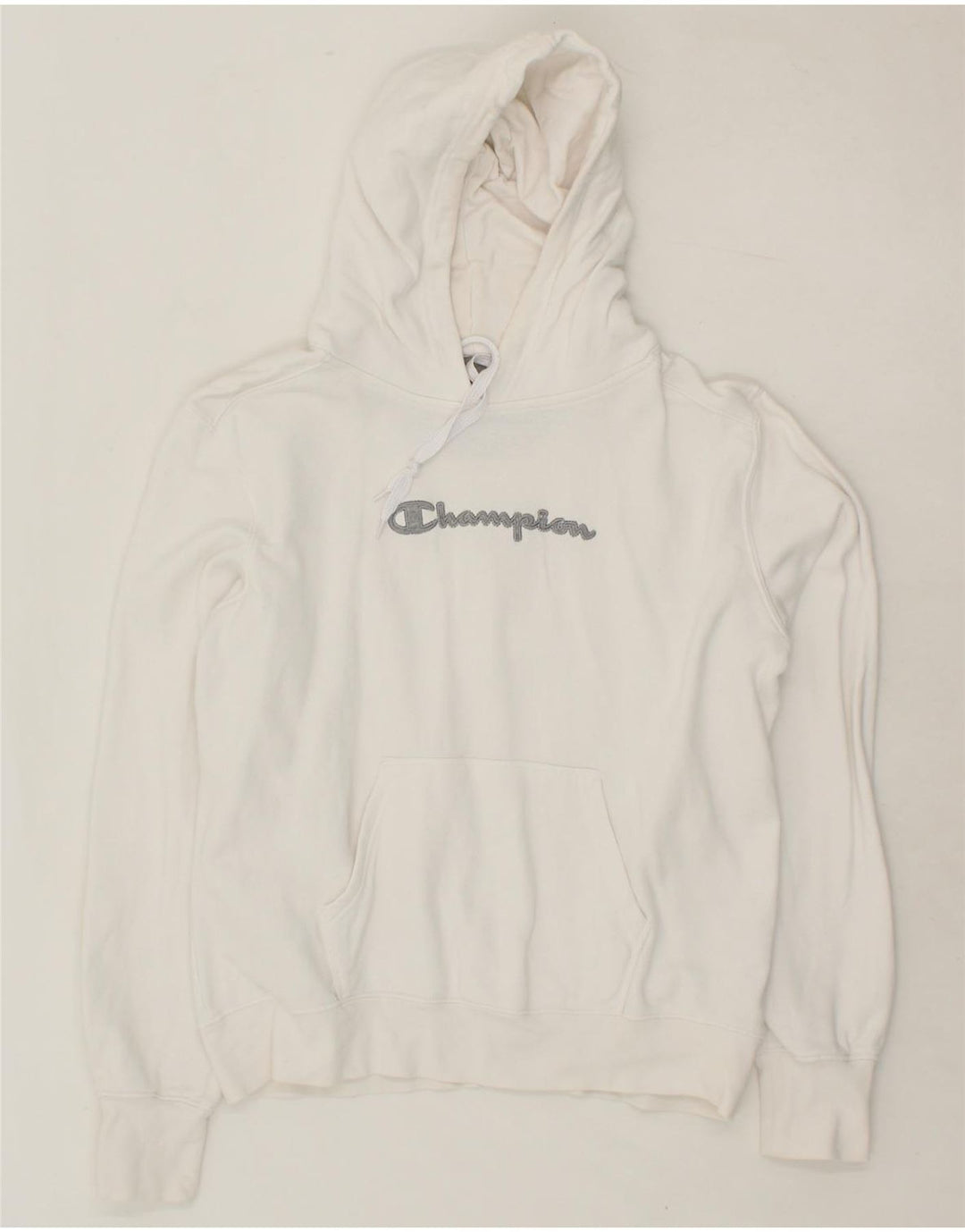 CHAMPION Womens Graphic Hoodie Jumper UK 18 XL White Cotton Vintage Champion and Second-Hand Champion from Messina Hembry 