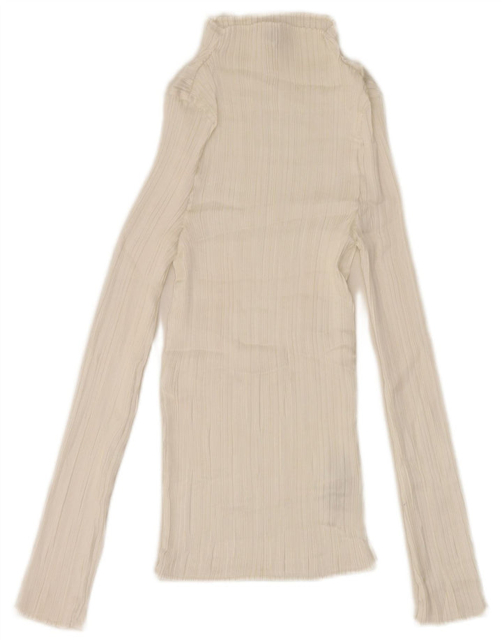 Top feminino Reiss manga comprida UK 6 XS poliéster branco