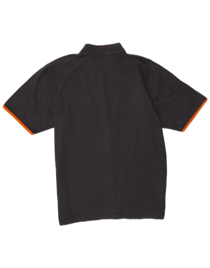 Camiseta masculina Champion com zíper e gola grande de algodão cinza
