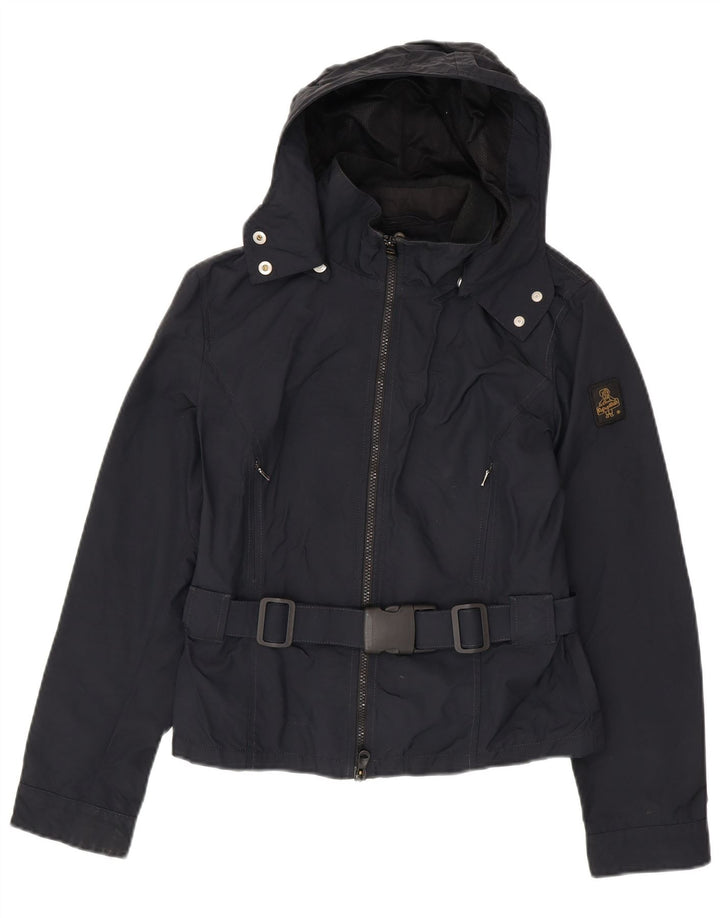 Jaqueta de chuva feminina Refrigiwear com capuz Cruz UK 12 médio azul marinho poliamida