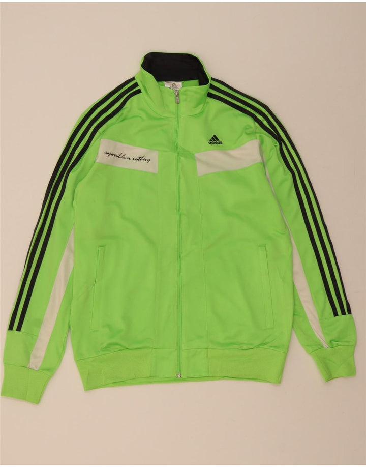 ADIDAS Mens Graphic Tracksuit Top Jaqueta Pequena Verde Colorblock Poliéster