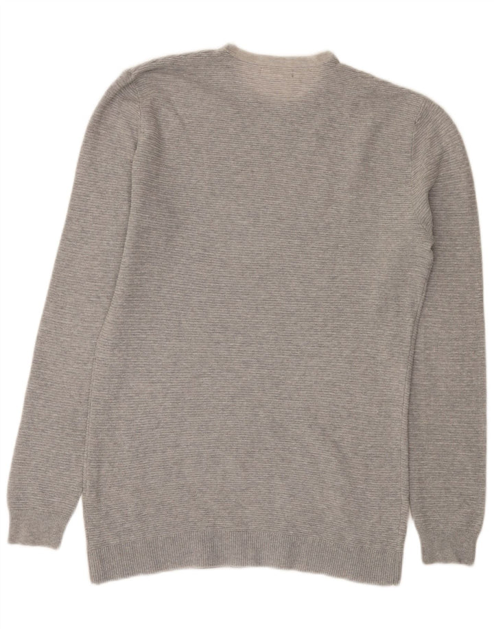 Suéter masculino Zara com gola redonda, grande algodão cinza