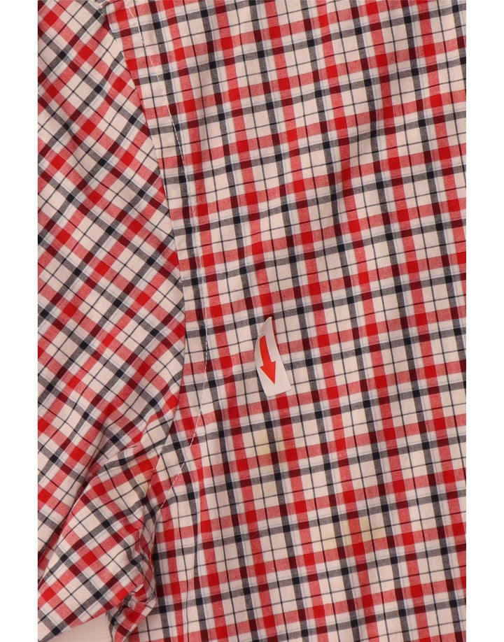 Camisa masculina Tommy Hilfiger Custom Fit pequena vermelha xadrez de algodão