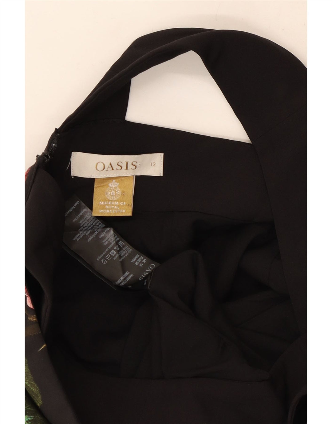 Vestido frente única feminino Oasis UK 12 poliéster floral preto médio