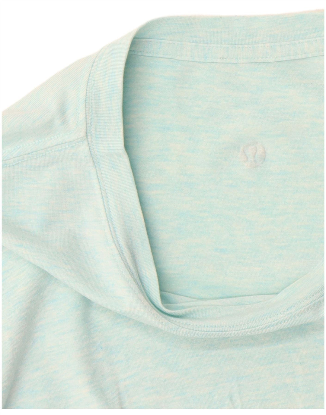 Camiseta feminina Lululemon UK 16 grande azul manchada