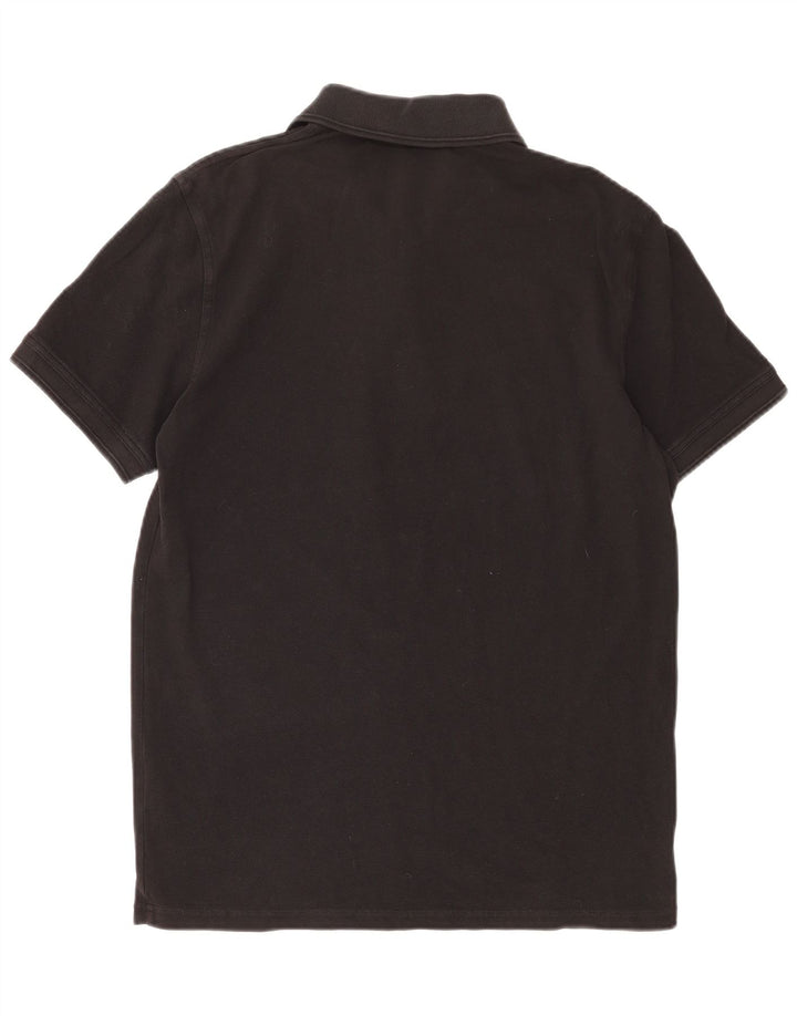 Camisa polo masculina Slim Fit HUGO BOSS de algodão preto médio