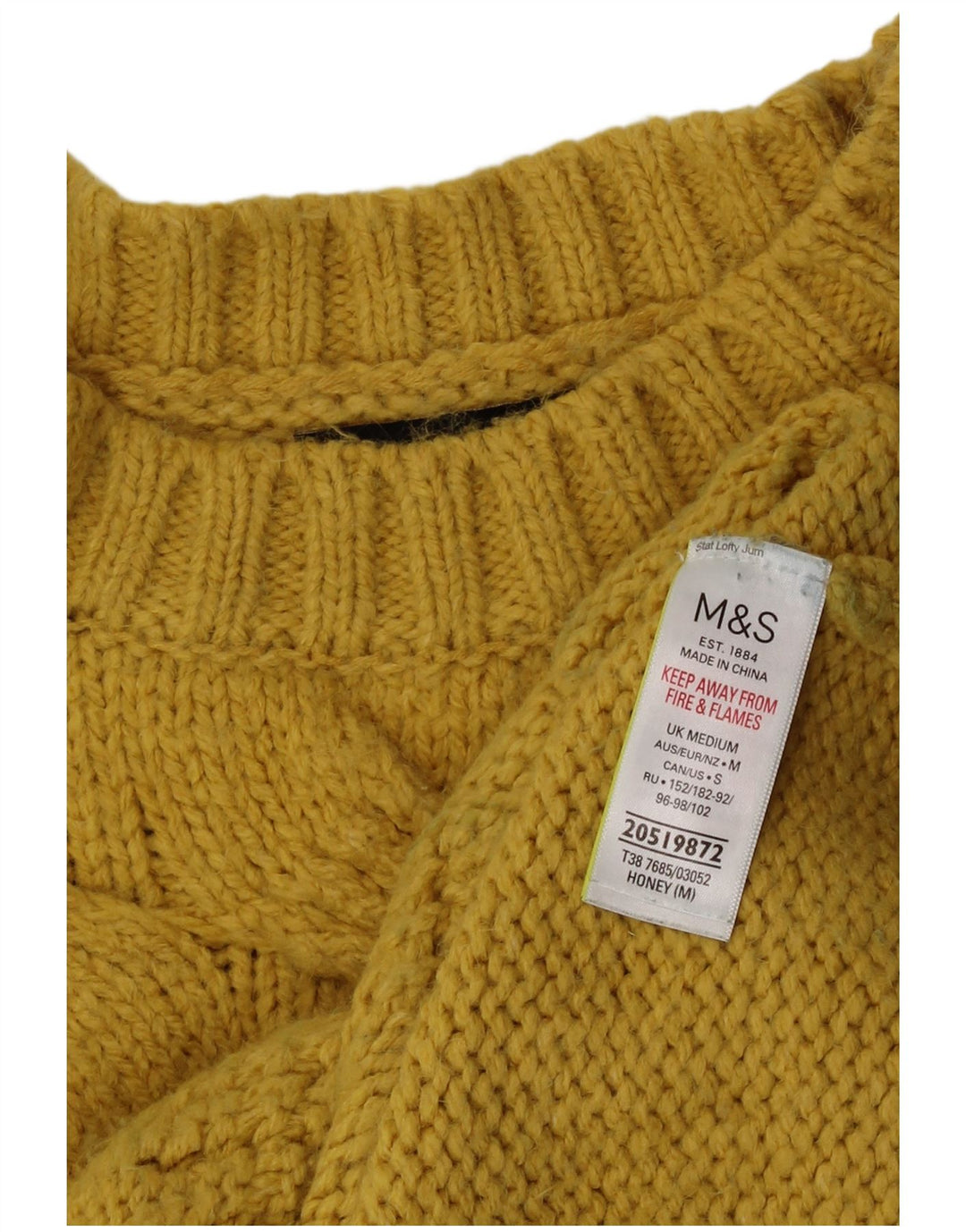 Suéter feminino Marks & Spencer com gola redonda Reino Unido 14 acrílico amarelo médio