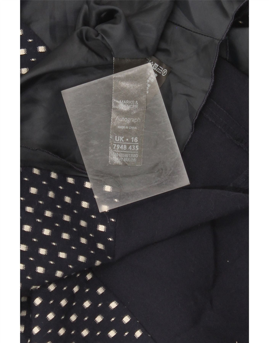 Vestido bainha feminino Marks & Spencer UK 16 grande azul marinho manchado