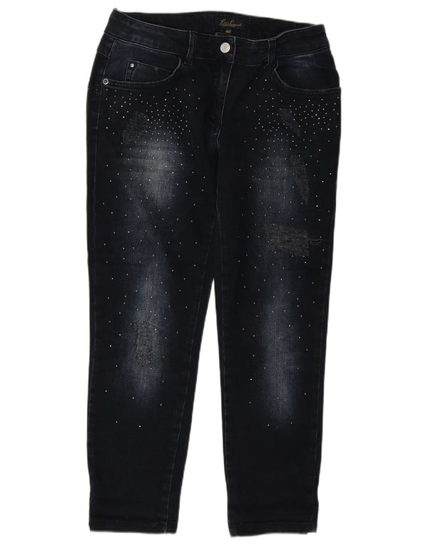 LUISA SPAGNOLI Calça Jeans Feminina Slim Cropped IT 40 Pequeno W27 L25 Azul Marinho
