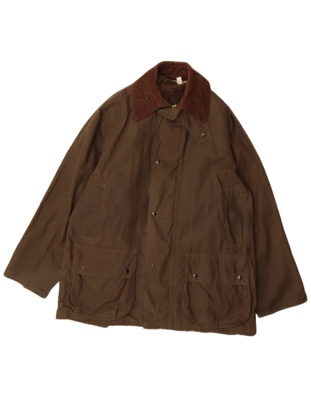 Revestimento de algodão encerado de ajuste fraco dos homens do vintage Poliéster cáqui pequeno Reino Unido 36