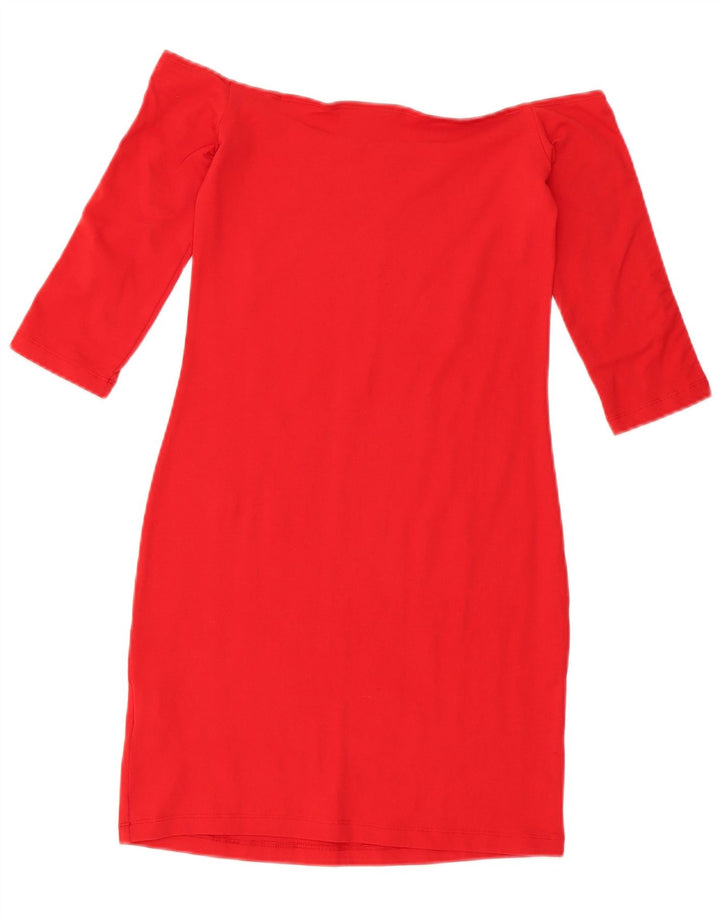 Adidas Womens Mini Vestido Fora Do Ombro Reino Unido 12 Médio Algodão Vermelho