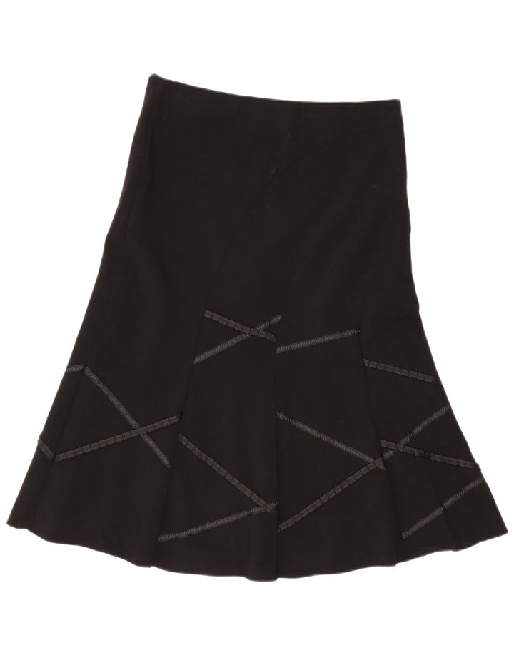 Saia feminina Marks & Spencer A-Line UK 12 Médio W34 Preto Geométrico