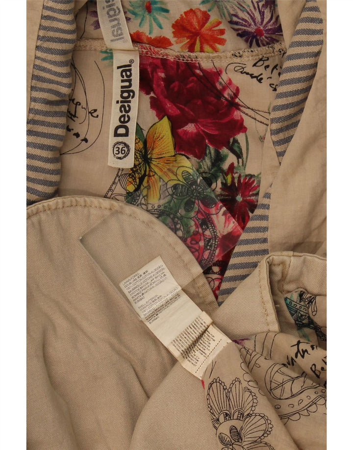 Jaqueta bomber feminina Desigual EU 36 algodão colorblock bege pequeno