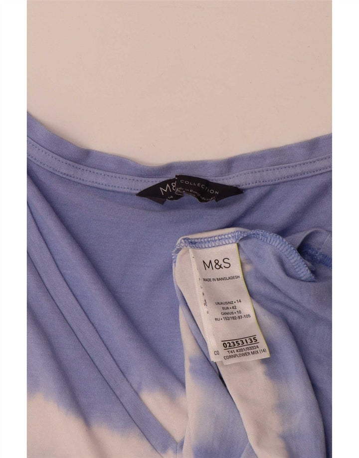 Camiseta feminina grande Marks & Spencer UK 14 grande tie-dye azul