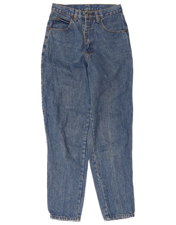 Jeans femininos vintage de cintura alta cônicos W26 L28 azul