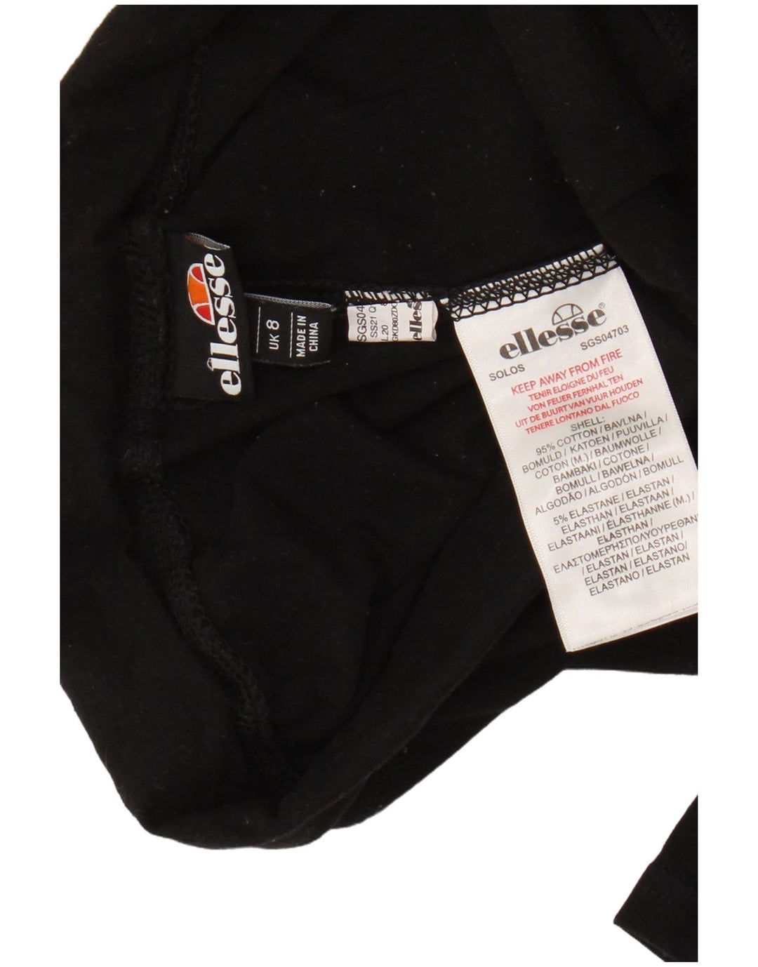 Ellesse Leggings Gráficos Femininos Reino Unido 8 Pequeno Algodão Preto