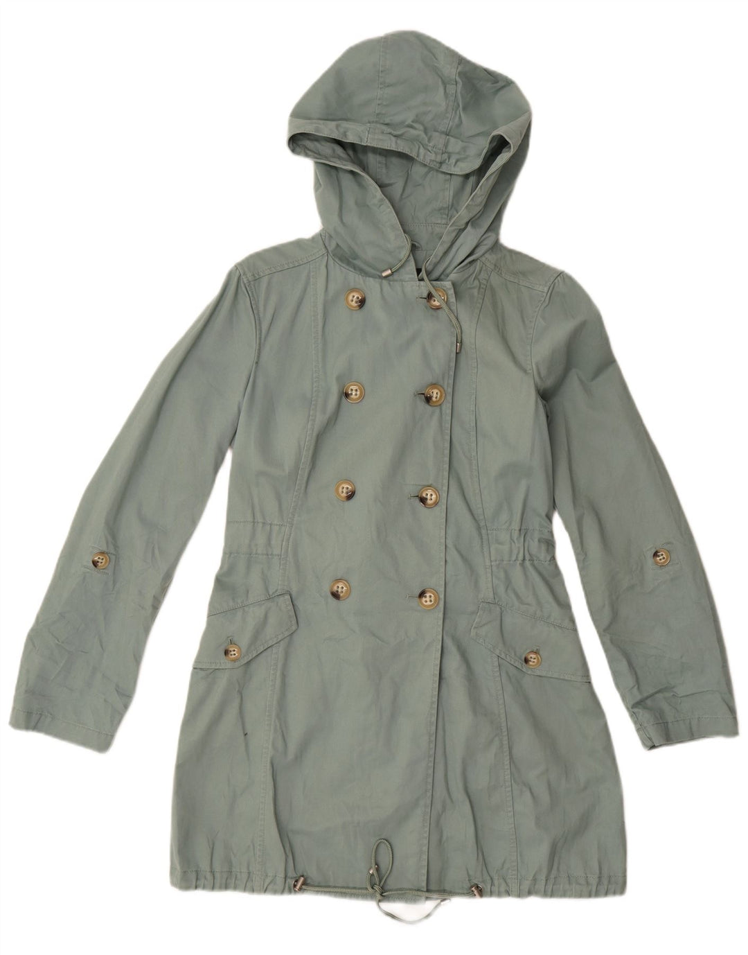 Jaqueta parka feminina com capuz Benetton IT 42 algodão verde médio