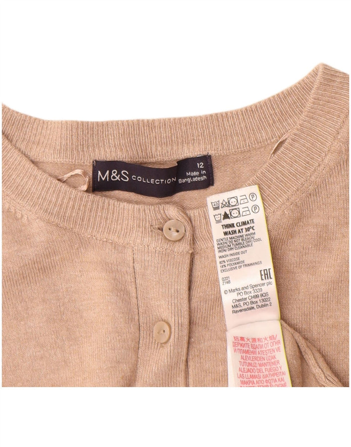Suéter cardigã feminino MARKS & SPENCER Reino Unido 12 viscose bege médio