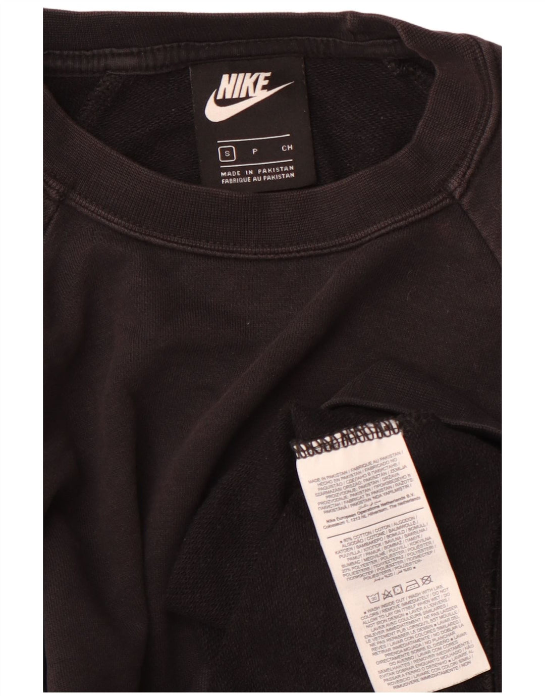 Nike feminino oversized moletom jumper reino unido 10 pequeno algodão preto