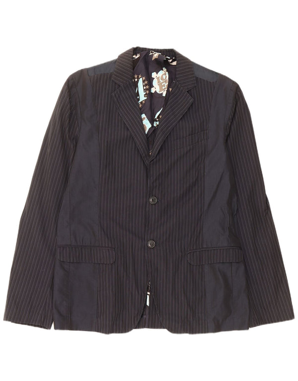 Jaqueta blazer masculina Iceberg com 2 botões IT 54 2XL algodão listrado azul marinho