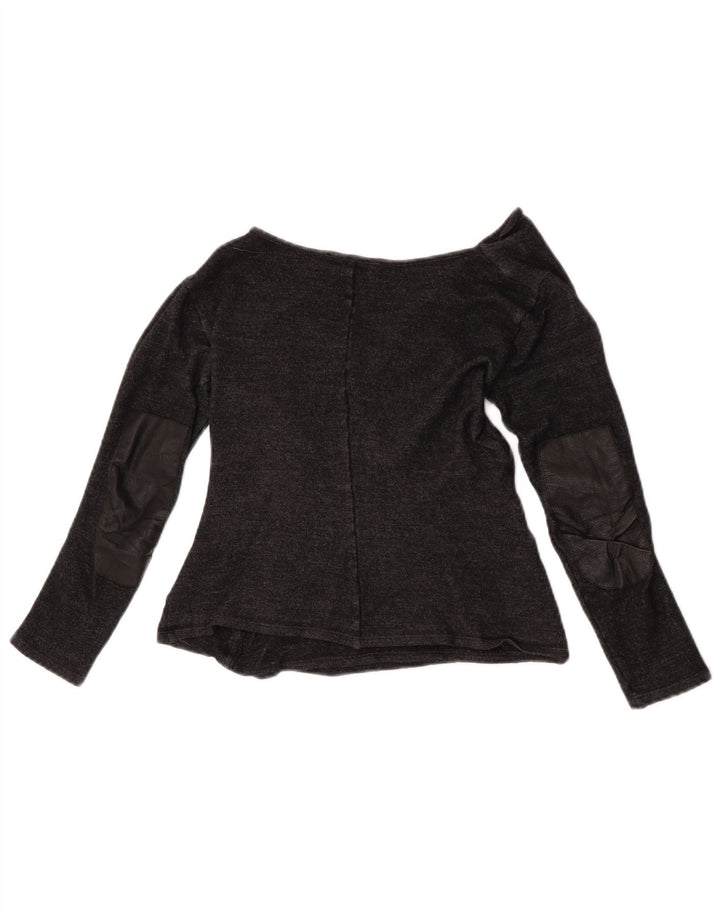Blusa feminina Max Mara cropped manga comprida Reino Unido 10 pequena lã cinza