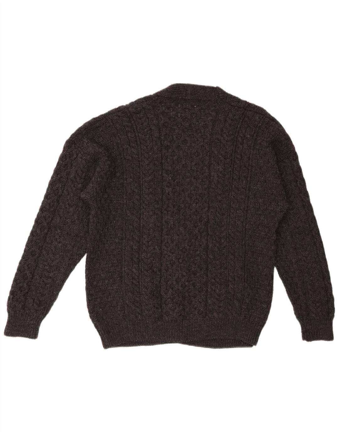 Suéter cardigã masculino VINTAGE lã nova cinza médio