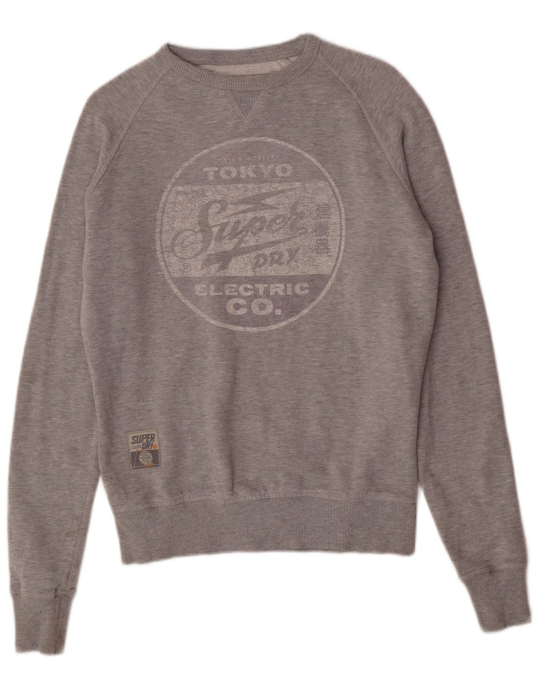Superdry moletom gráfico masculino jumper pequeno algodão manchado cinza
