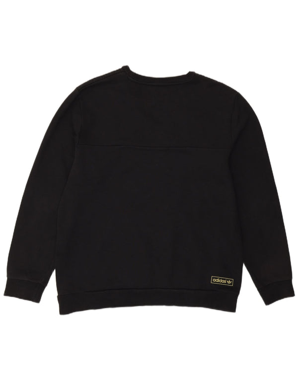 Adidas Mens Moletom Jumper Grande Preto Colorblock Algodão
