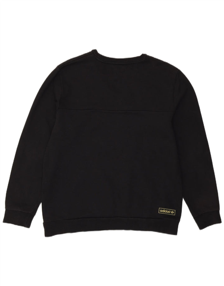 Adidas Mens Moletom Jumper Grande Preto Colorblock Algodão