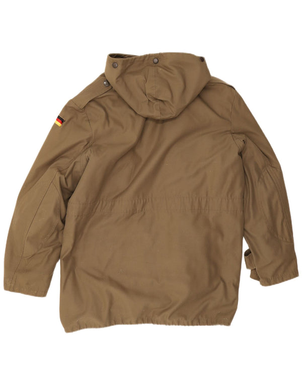 Jaqueta Parka masculina vintage com capuz UK 42 XL bege poliacrílico