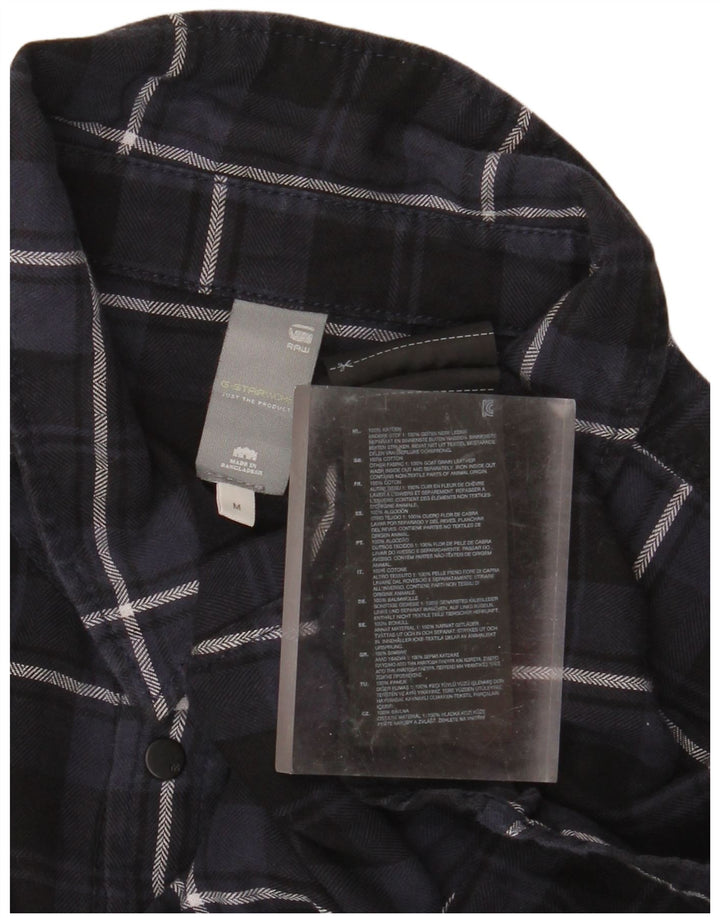 Camisa masculina de flanela xadrez G-STAR de algodão xadrez médio azul marinho