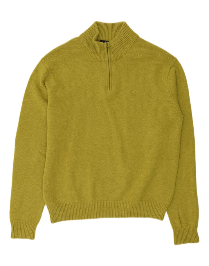 Suéter masculino Fila com zíper e gola XL de lã cáqui