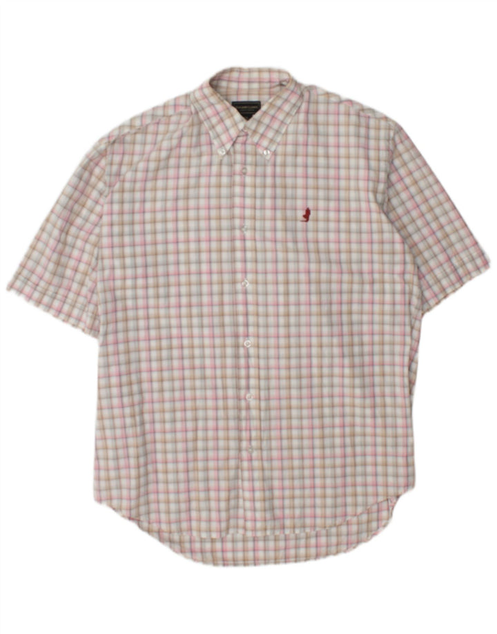 Camisa masculina de manga curta Marlboro Classics, algodão xadrez médio multicolorido