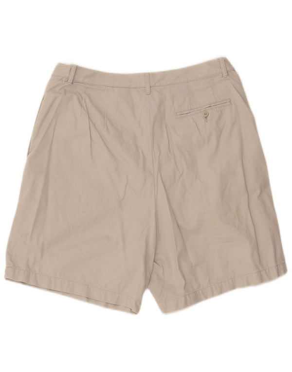 Shorts Chino feminino Eddie Bauer de cintura alta EUA 12 grande W32 algodão bege