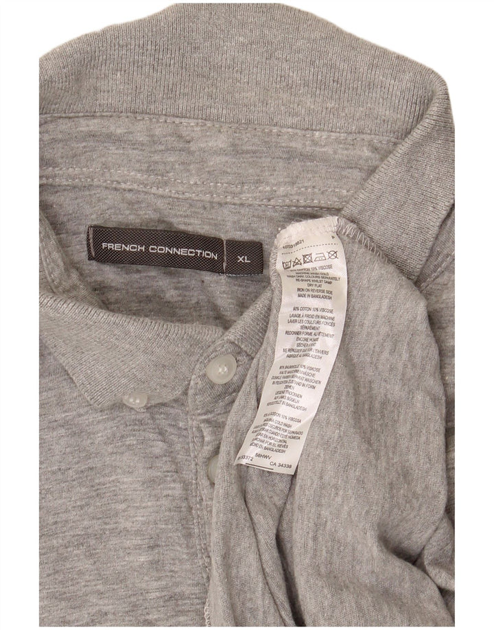 Camisa polo masculina XL da French Connection algodão manchado cinza