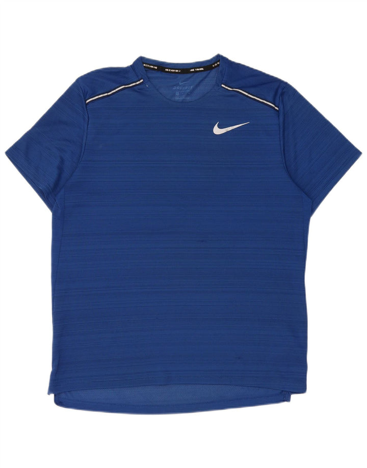 Camiseta masculina Nike Dri Fit Top médio azul risca de giz poliéster