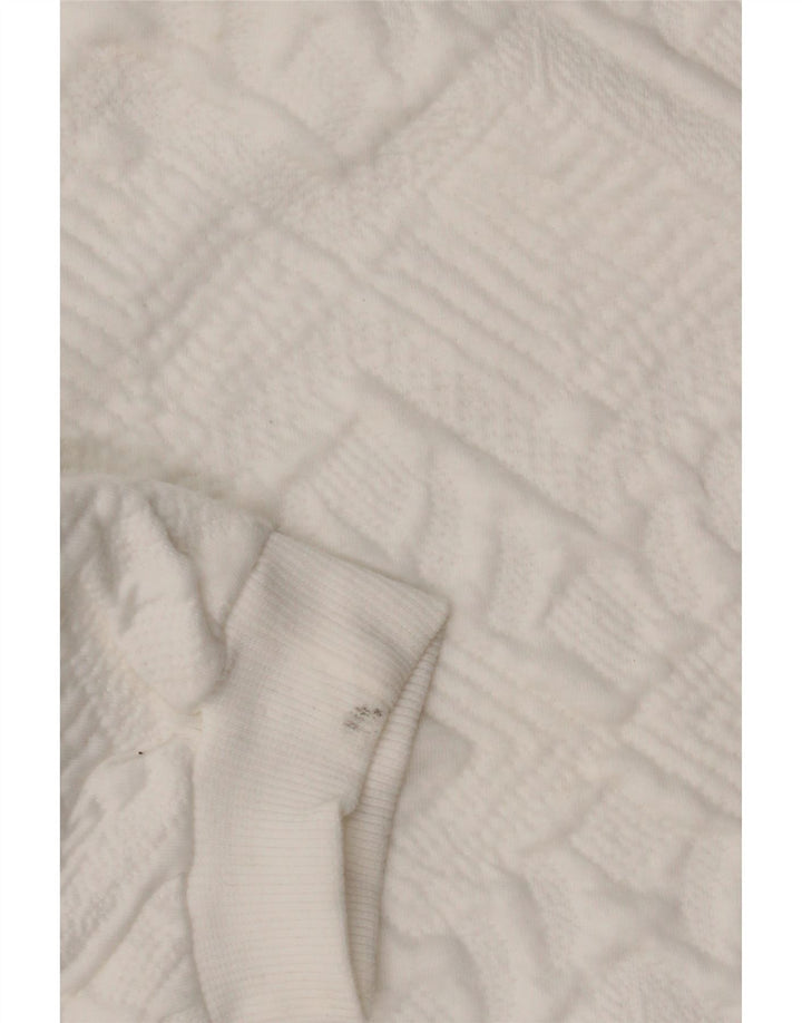 Zara Womens Crop Oversized Moletom Jumper Reino Unido 10 Pequeno Branco Geométrico