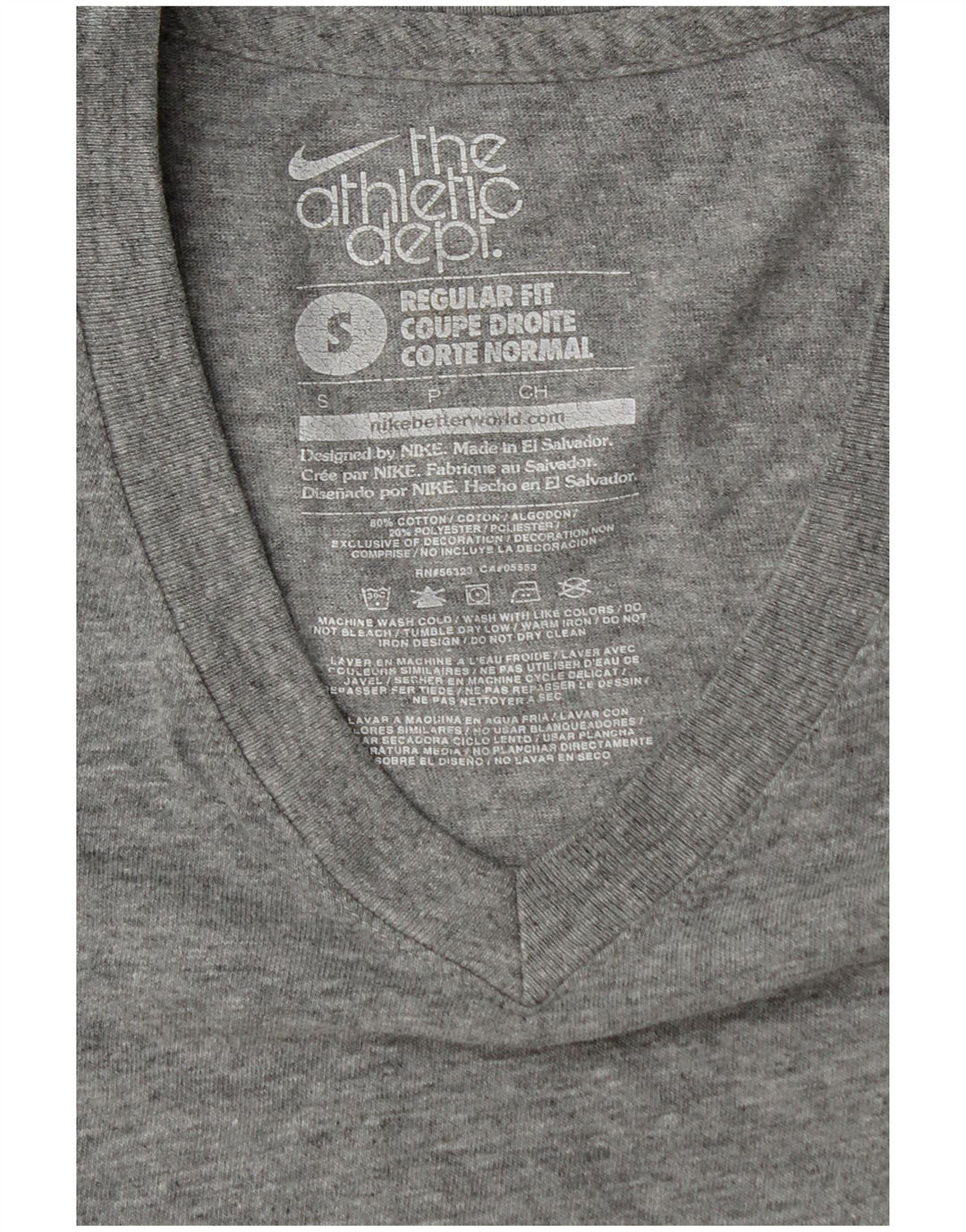 Camiseta masculina Nike Regular Fit Top pequeno algodão manchado cinza