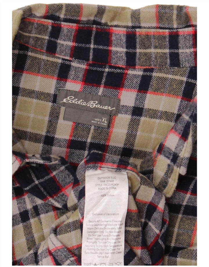 Camisa masculina de flanela Eddie Bauer XL verde xadrez