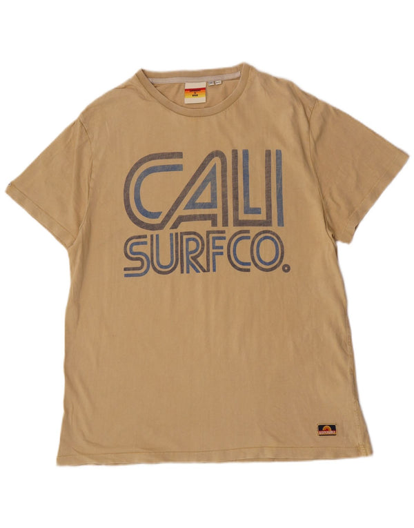 Camiseta masculina Superdry Slim Fit gráfica top 2XL algodão bege