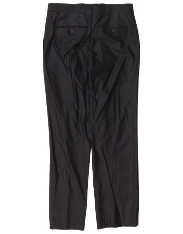 Zara Mens Straight Suit Calças EU 38 Pequeno W30 L30 Poliéster Preto