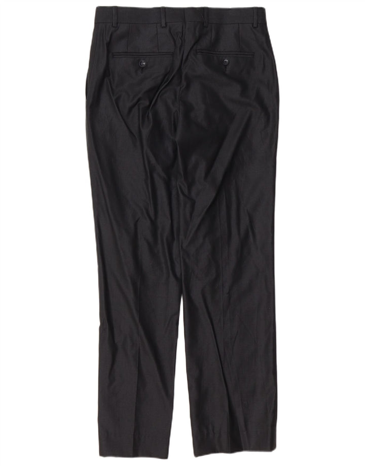 Zara Mens Straight Suit Calças EU 38 Pequeno W30 L30 Poliéster Preto