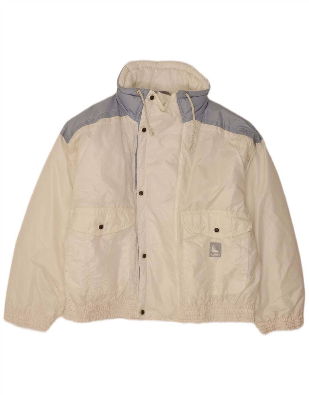 Luhta Jaqueta masculina acolchoada de ajuste solto Reino Unido 42 grande poliéster colorblock branco
