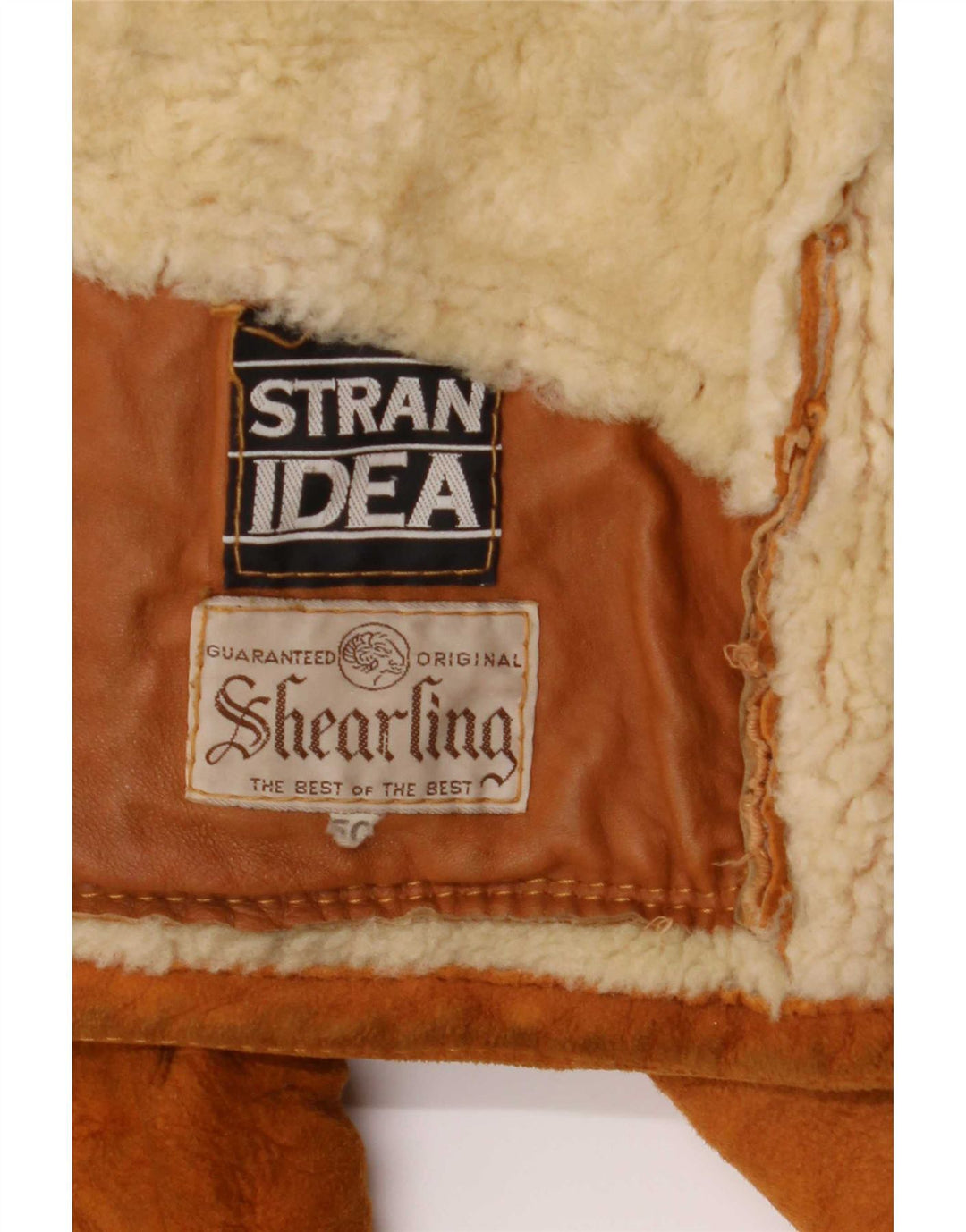 Jaqueta masculina vintage shearling IT 50 grande bege