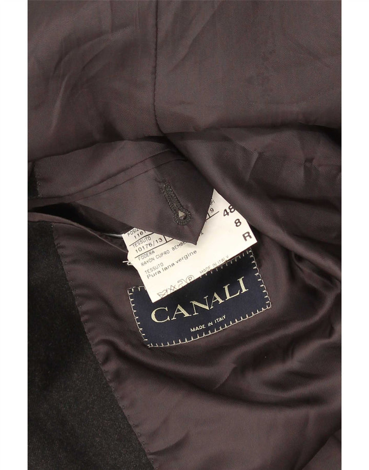 Jaqueta Blazer Masculina Canali com 3 Botões IT 48 Lã Virgem Preta Média