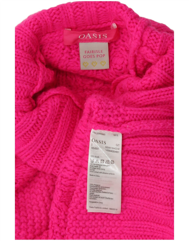 Suéter feminino Oasis com gola alta e gola alta Reino Unido 10 pequeno acrílico rosa