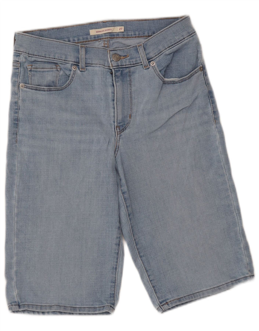 Bermuda jeans feminina LEVI'S W27 pequeno algodão azul