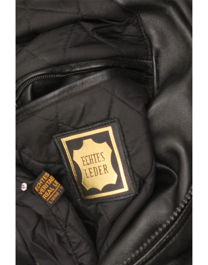 Jaqueta de couro para motociclista masculina vintage couro preto pequeno Reino Unido 36