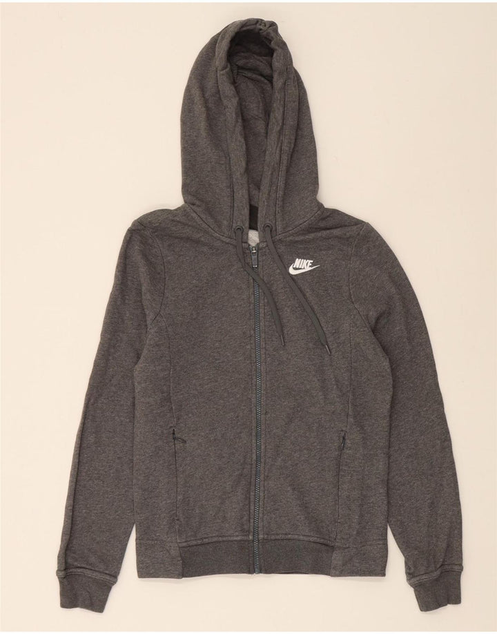 NIKE Womens Zip Hoodie Sweater UK 6 XS Grey Cotton Vintage Nike and Second-Hand Nike from Messina Hembry 